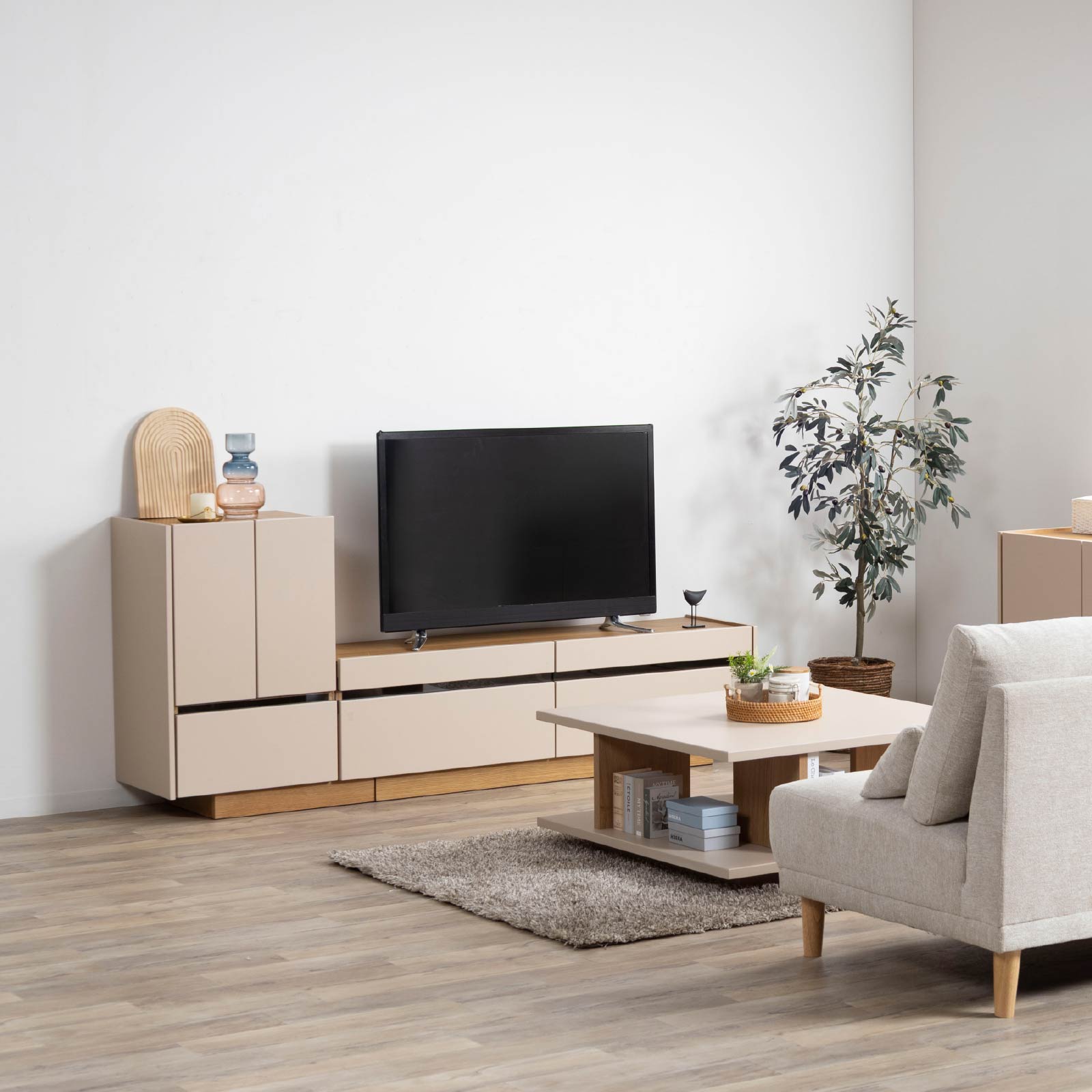 ［幅53］ ヌーボ ｜  塩ビシート キャビネット ニュアンスカラー 木目