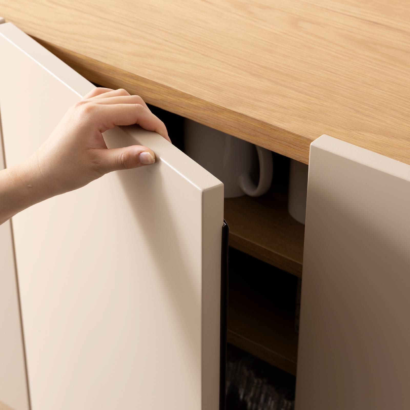 ［幅160］ ヌーボ ｜  塩ビシート サイドボード ニュアンスカラー 木目