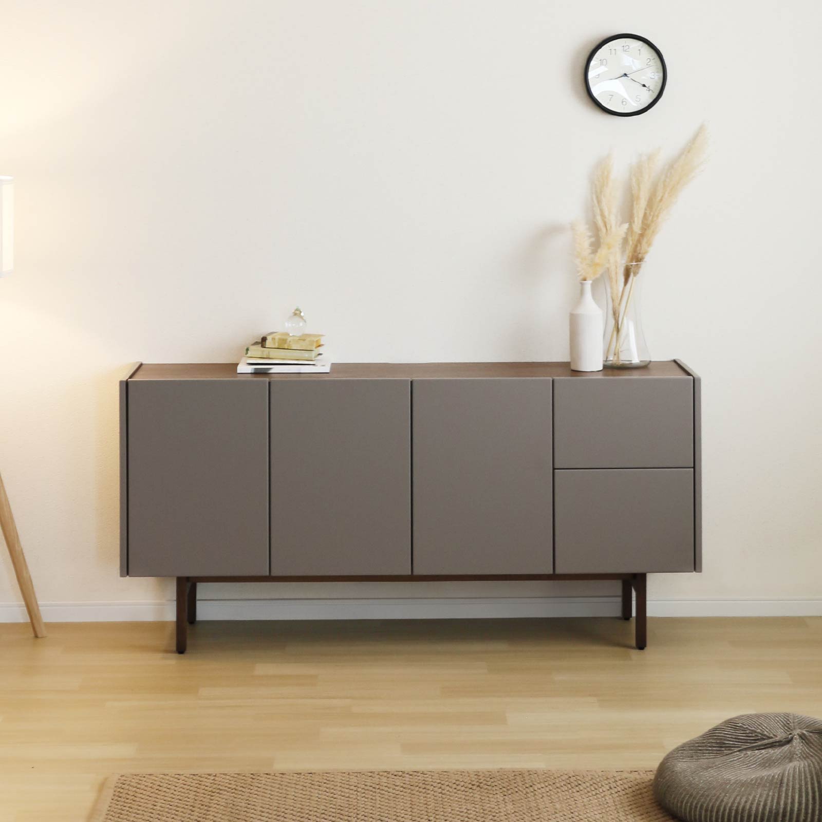 ［幅160］ ヌーボ ｜  塩ビシート サイドボード ニュアンスカラー 木目