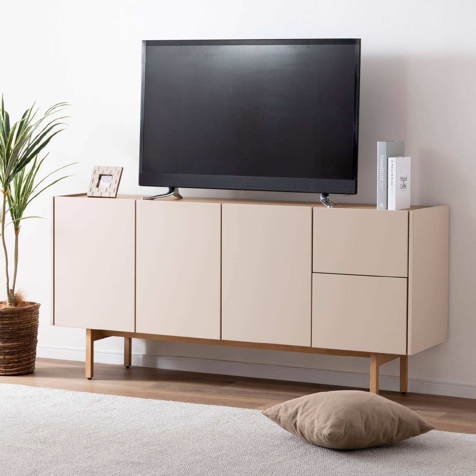 ［幅160］ ヌーボ ｜  塩ビシート サイドボード ニュアンスカラー 木目