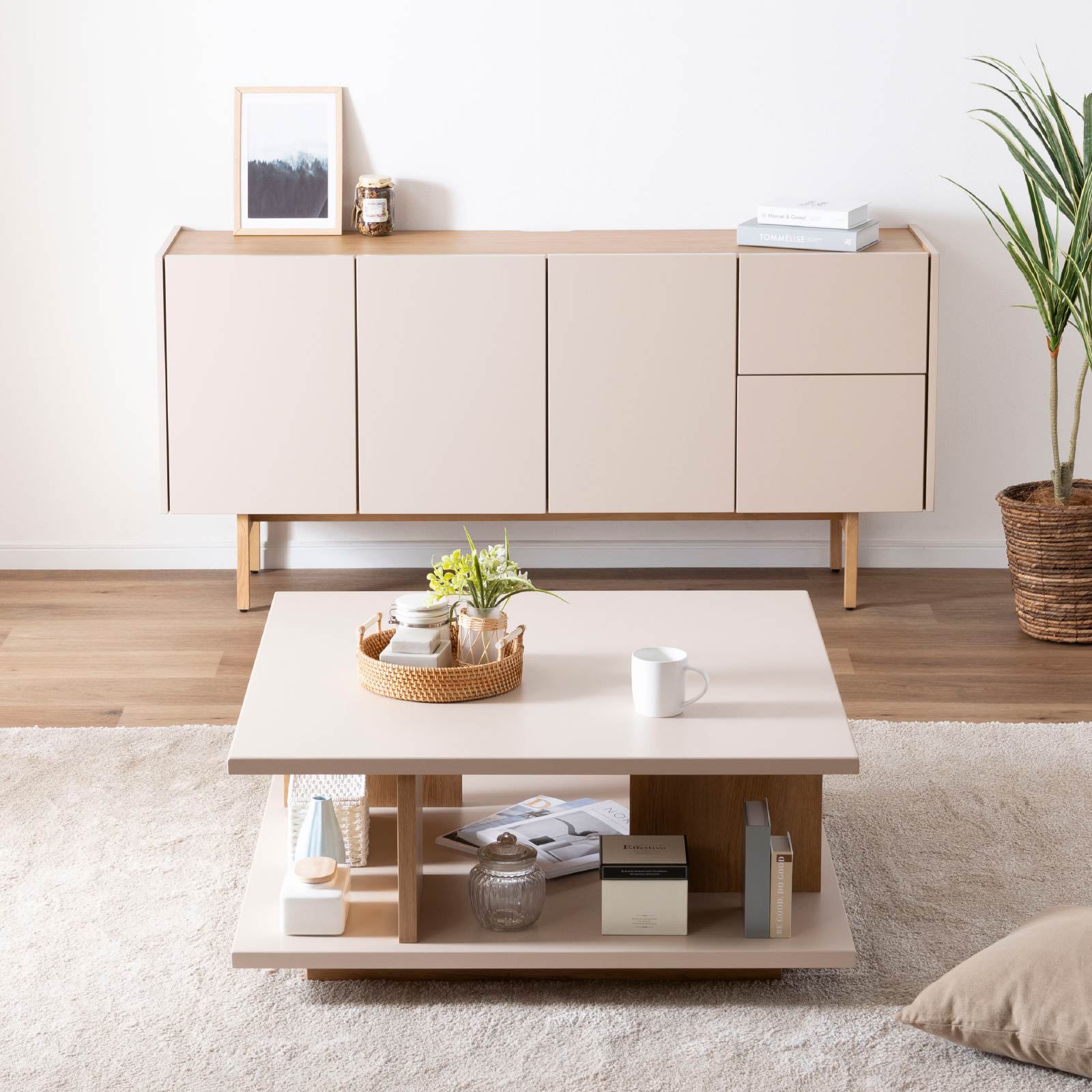 ［幅160］ ヌーボ ｜  塩ビシート サイドボード ニュアンスカラー 木目