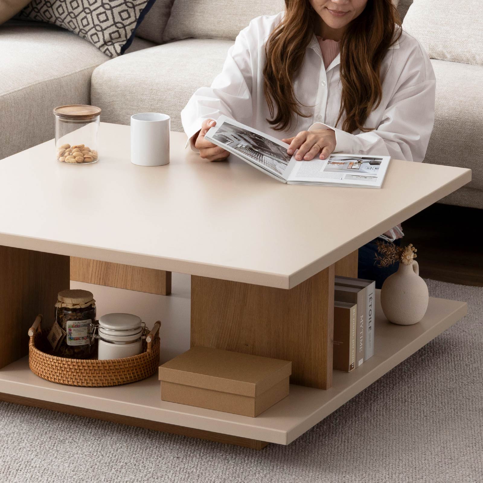 幅90］ ヌーボ ｜ 塩ビシート リビングテーブル ローテーブル センター