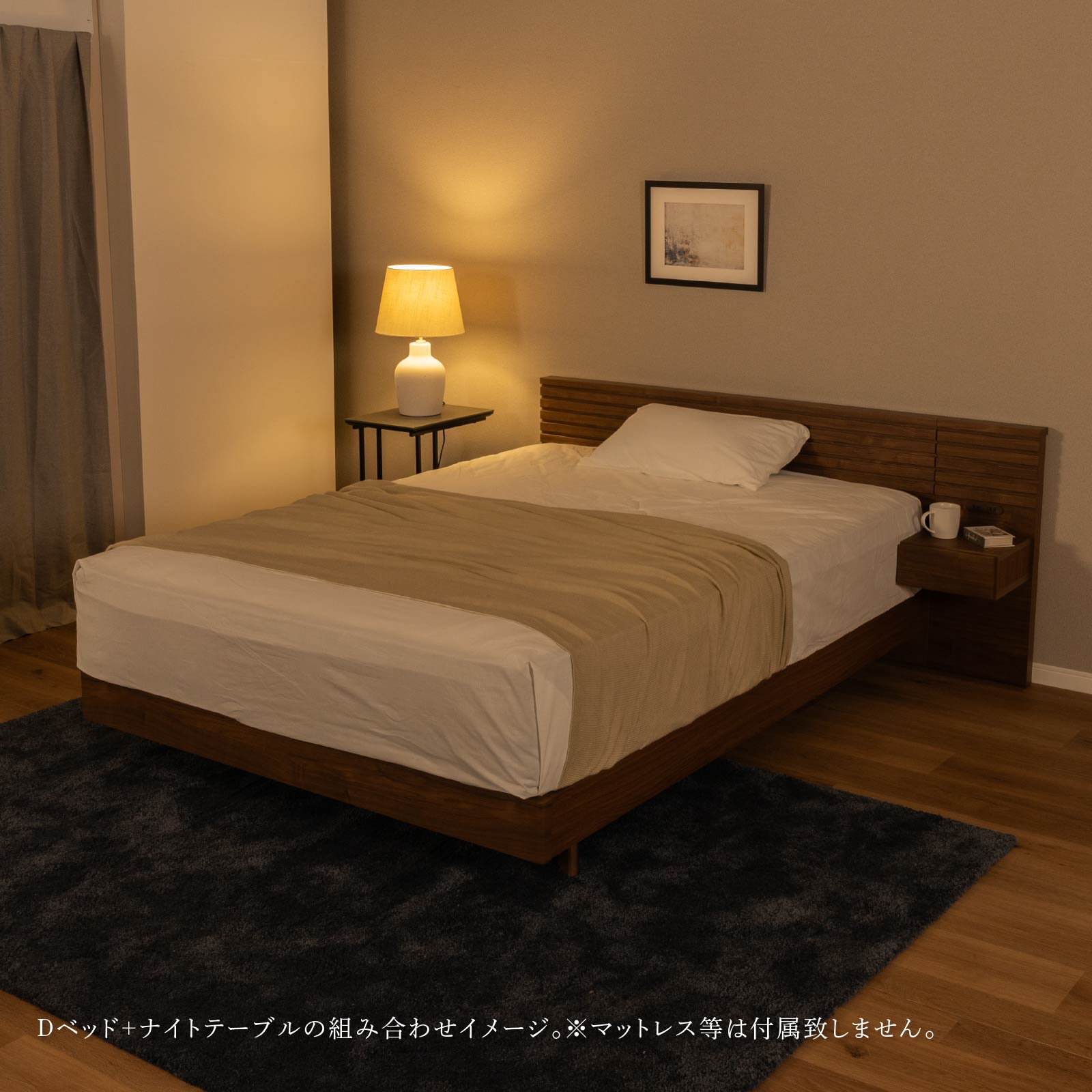 すのこベッド 幅140 べッドフレーム ヘッドパネル連結可能 木製