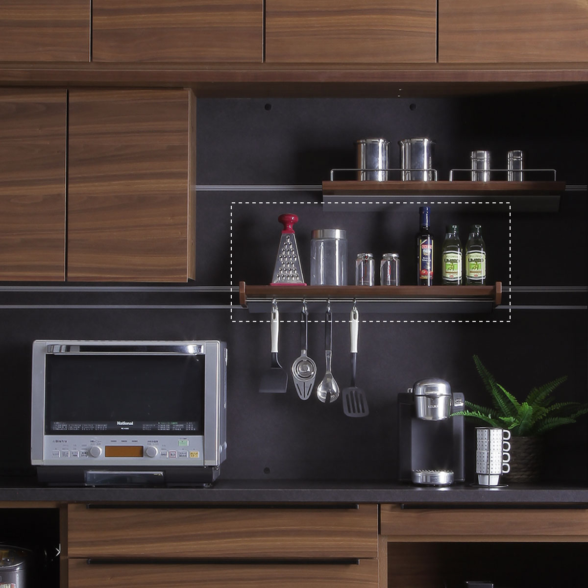 オプション］［幅65］キッチンボード 棚板 木目調 レンジ台