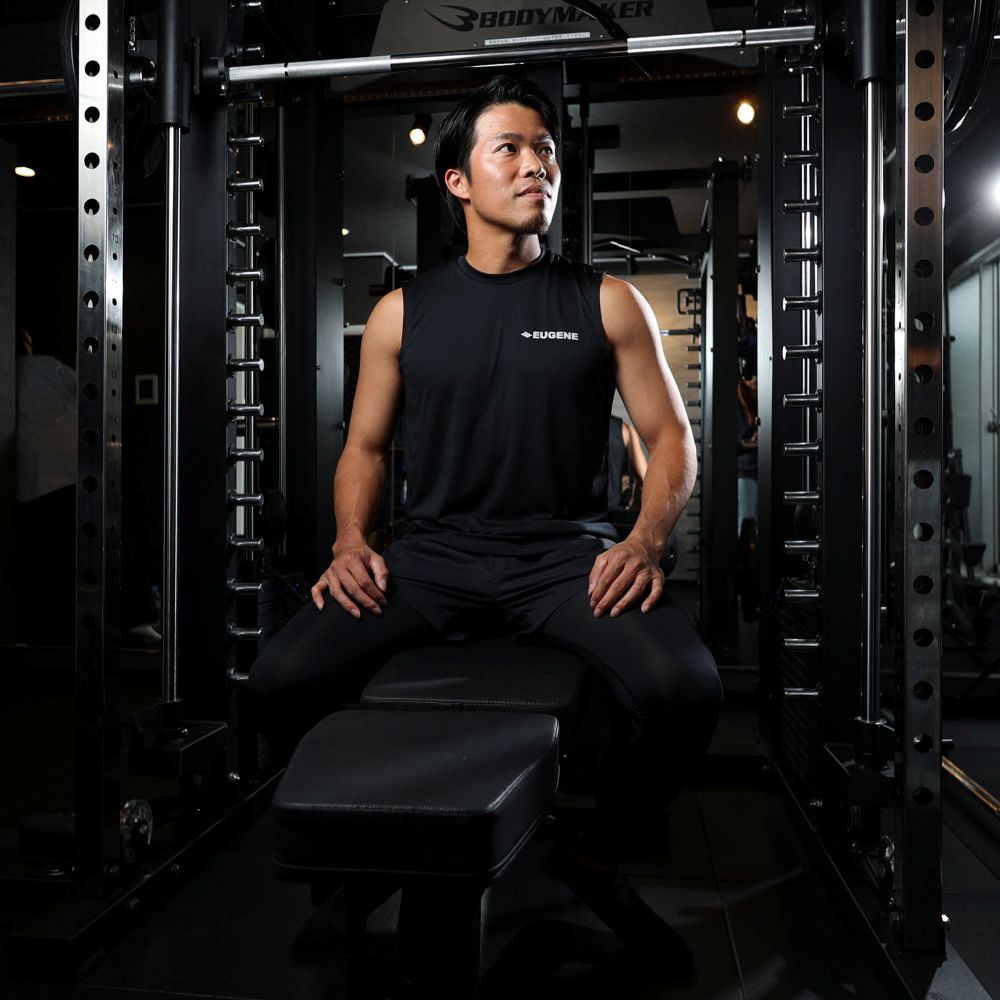 【EUGENE】スムースドライ タンクトップ ■ワンポイントロゴ