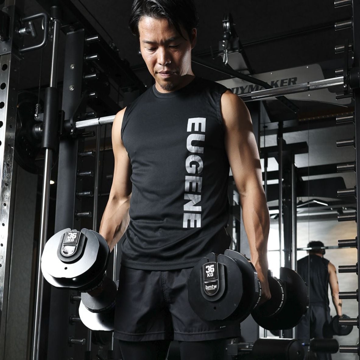 【EUGENE】スムースドライ タンクトップ ■バーティカルロゴ