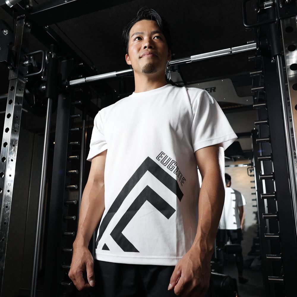 【EUGENE】スムースドライ Tシャツ ■ビッグロゴ白T01