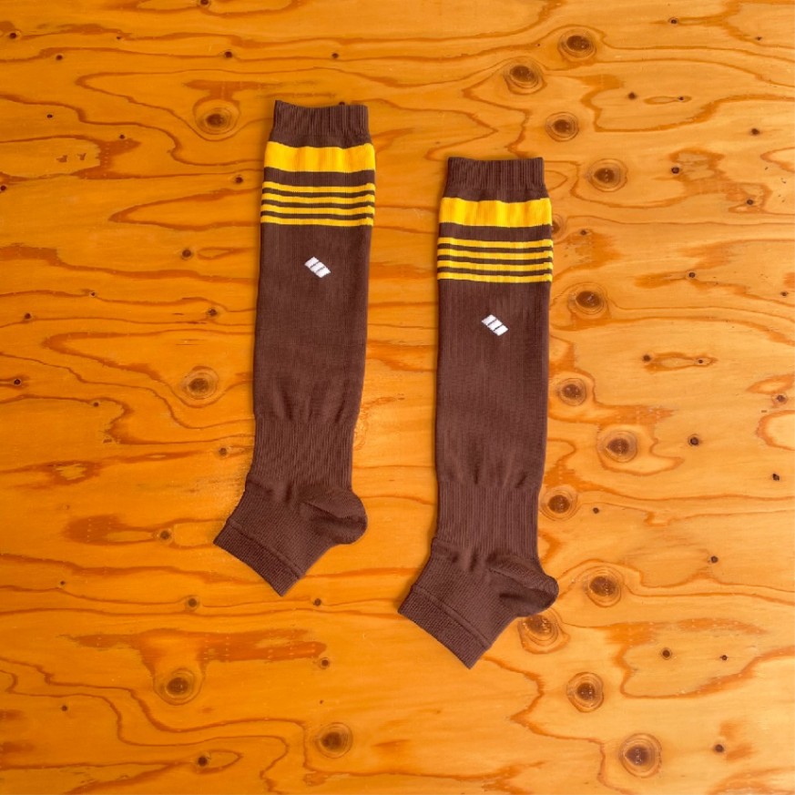 〔在庫限り/ばら売り〕デザインソックス　【ブラウン×イエロー　MS-SO-014】※大人サイズ