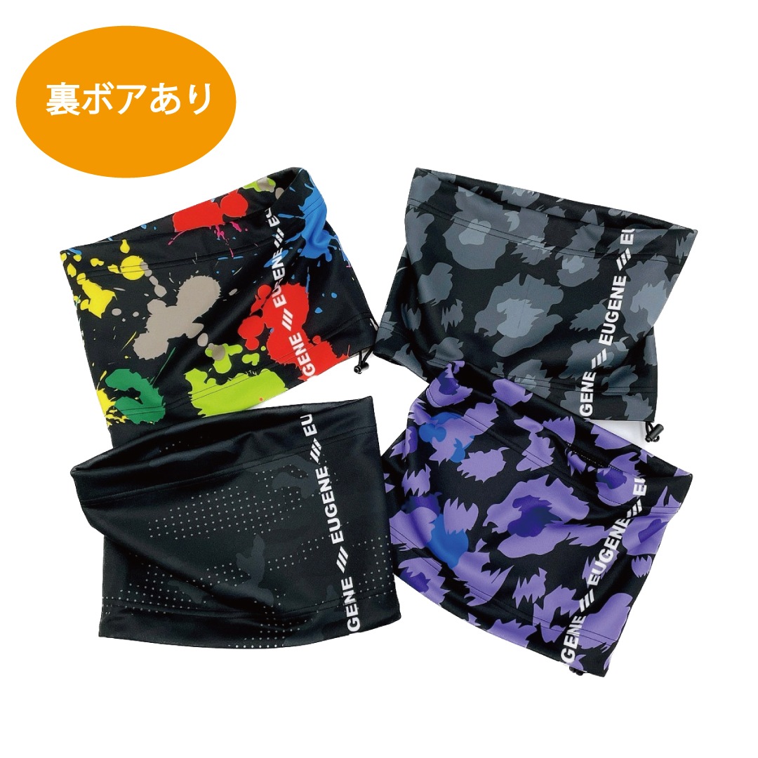 EUGENEオリジナル-アソート柄ネックウォーマー 【裏ボアありラインロゴ】