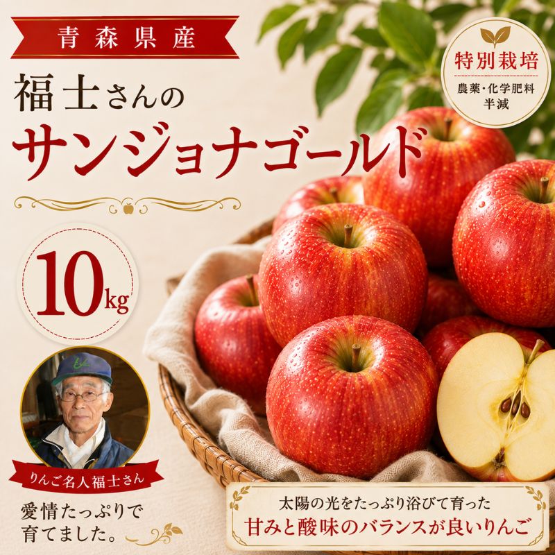 福士さんのりんごサンジョナゴールド10kg(青森県産)_s25
