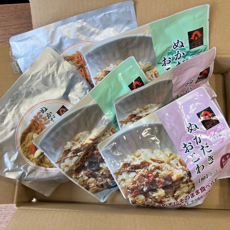 【長期保存食】ぬかだきおこわ詰め合わせ（さば・いわし・ぬかだき薬膳粥　3種各2P）_s25