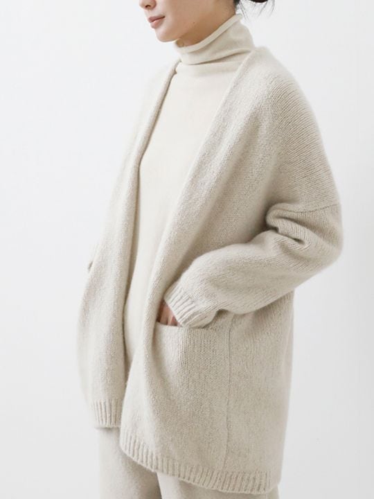 エヴァムエヴァ evam eva フーディーカーディガン ベージュ ゆったりF evam eva｜linen cardigan｜ladies',tops