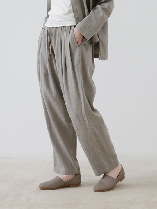 linen washi tuck wide pants