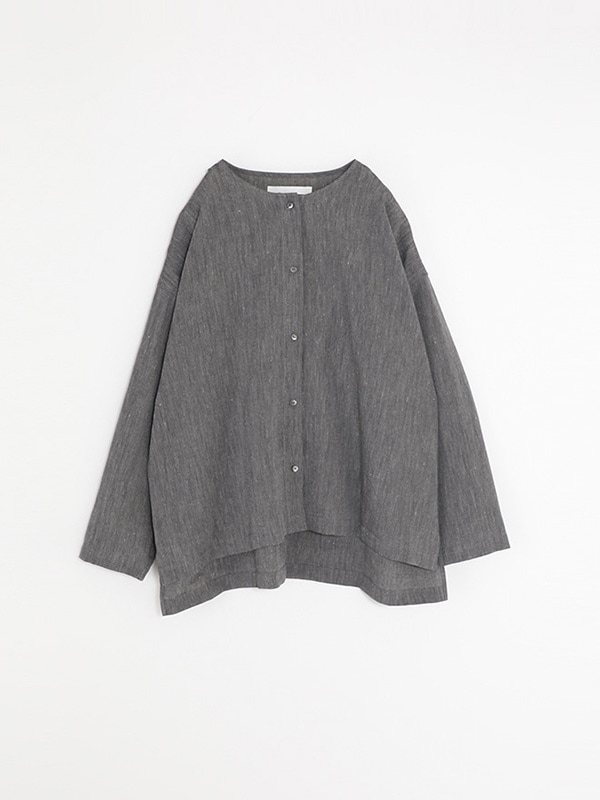 linen washi no collar shirt