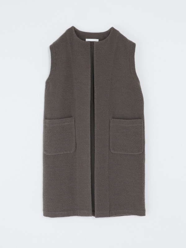 evam eva｜wool boucle long vest｜ladies'