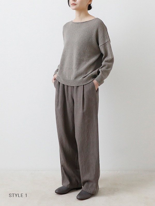 【美品】evam eva グレー ウール ドルマンスリーブ evam eva｜wool lily boat neck pullover｜ladies',tops