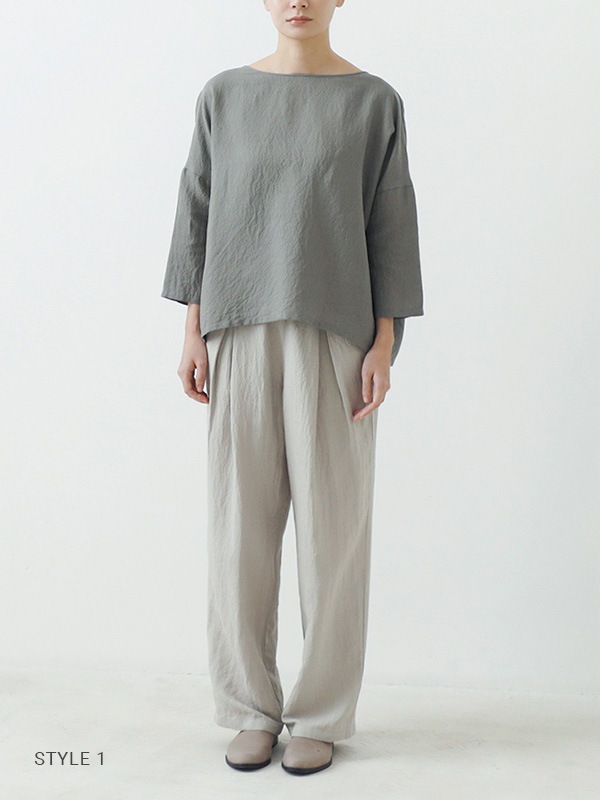 evam eva｜linen silk tuck pants｜ladies',bottoms