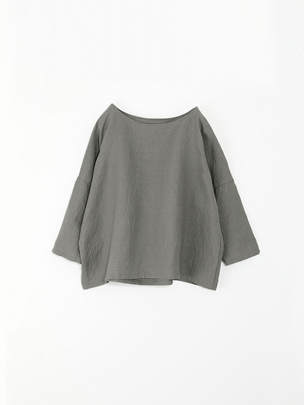 evam eva - evam eva　シルク混　ニットソー　長袖　カットソー　ダークグレー　F evam eva｜linen silk pullover｜ladies',tops