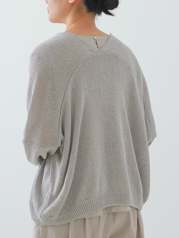 evam eva vie　リネン　シルク　パーカー　カーディガン　F　グレー evam eva｜dry silk cardigan｜ladies',tops