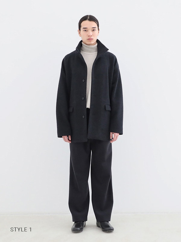 evam eva｜press wool stand short coat [men's]｜men's