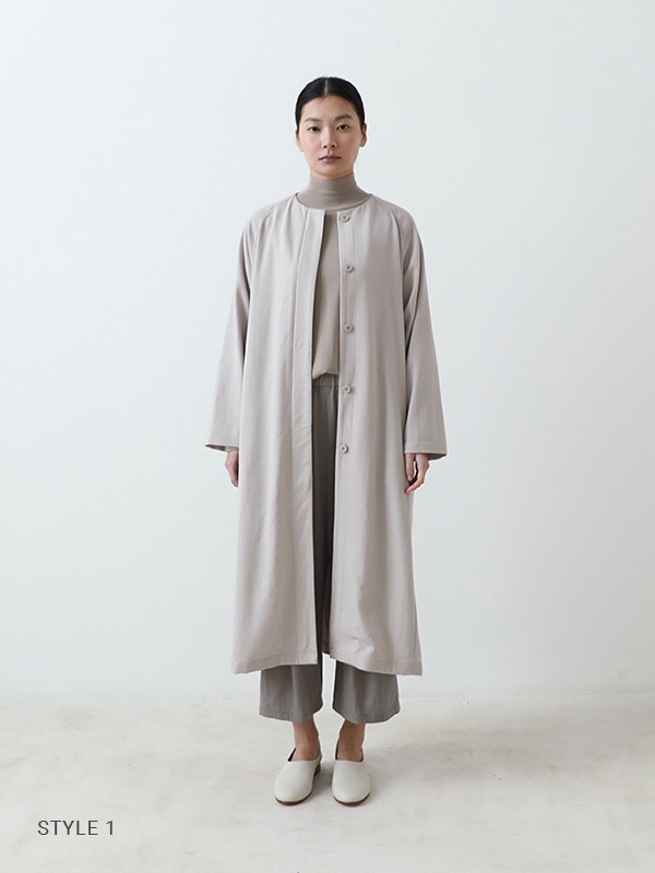 evam eva　ウール　ツイード　ローブコート　8分袖　チャコール　F evam eva｜wool raglan coat｜ladies',outer
