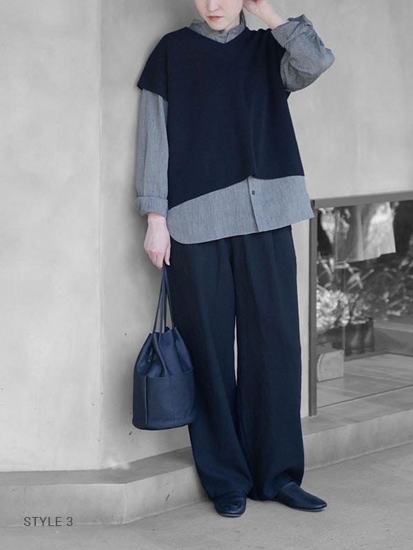 evam eva｜cotton ramie v neck vest｜ladies',tops