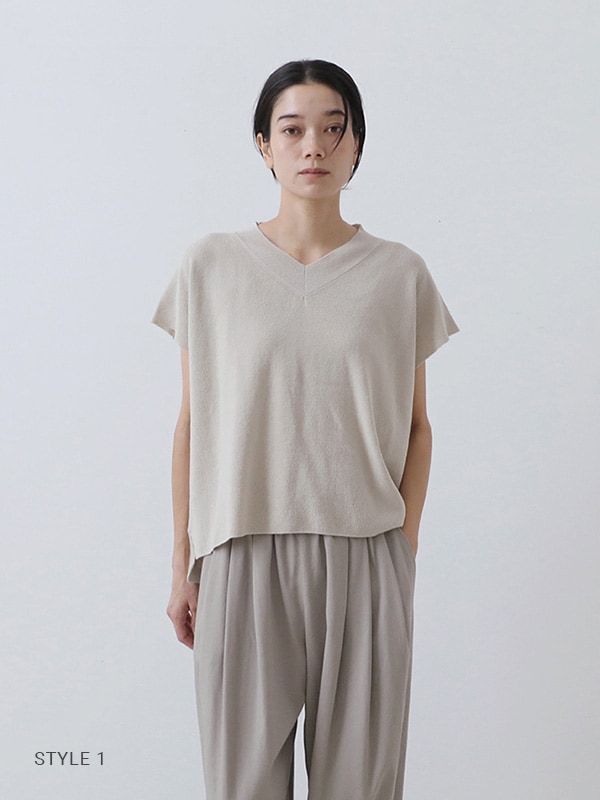 cotton ramie v neck vest