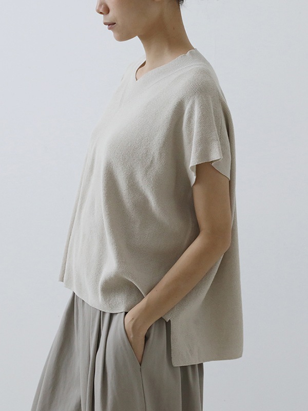 cotton ramie v neck vest
