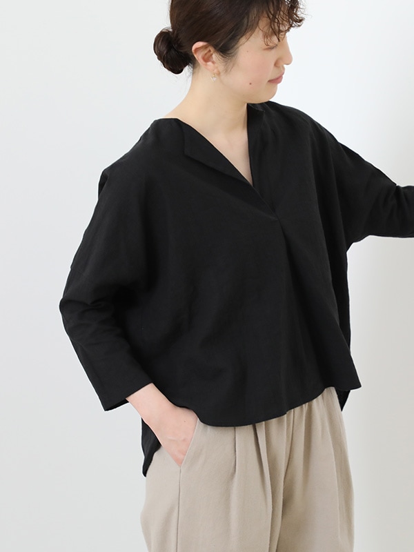 トップス evam eva water linen v neck pullover evam eva｜water linen pullover｜ladies',tops