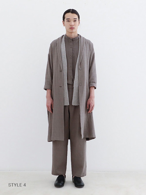 evam eva｜cotton wool band collar shirt [men's]｜men's