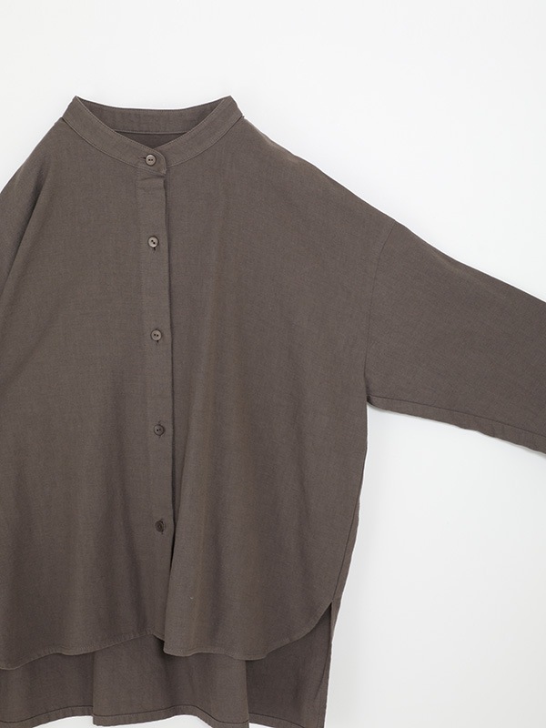 evam eva｜cotton wool band collar shirt｜ladies',tops