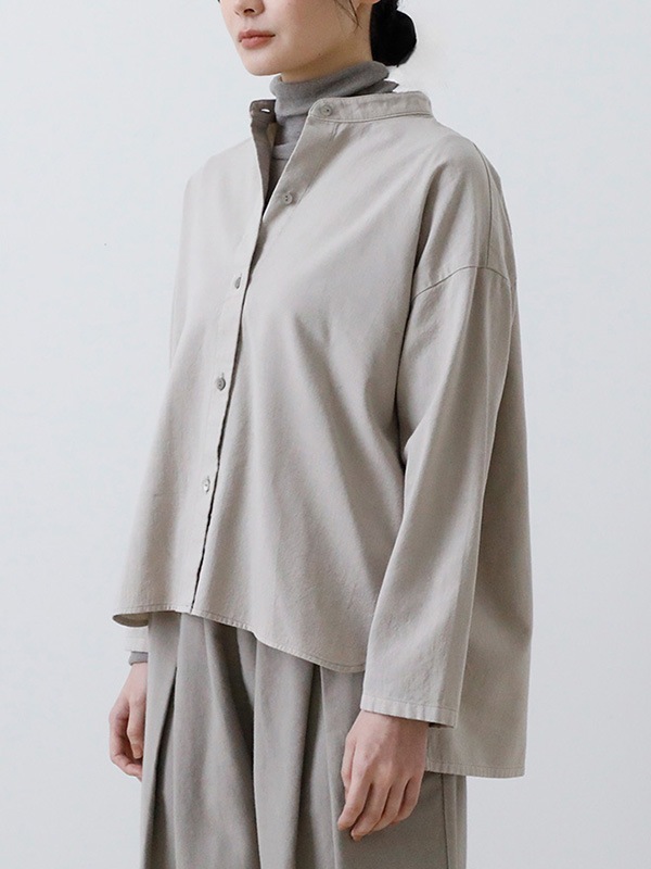 cotton wool band collar shirt