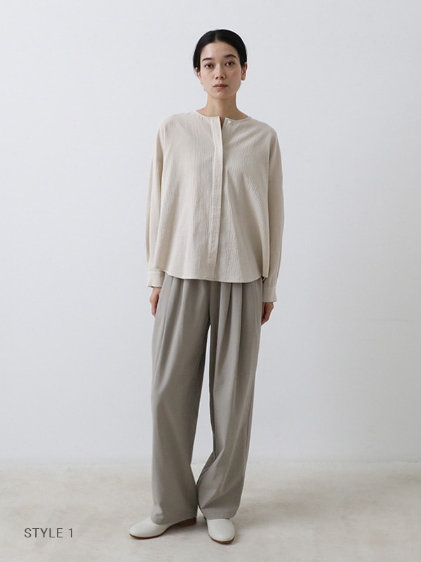 cotton no collar shirt