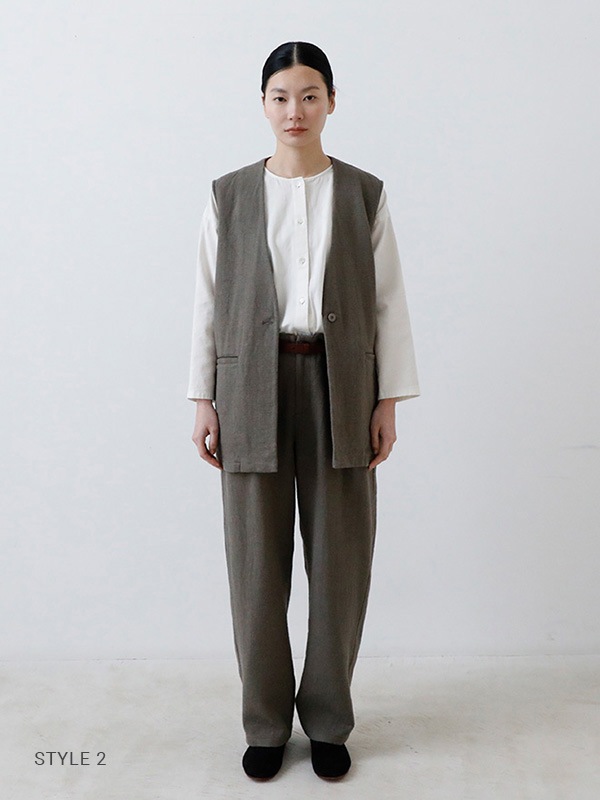 evam eva｜cotton wool no collar shirt｜ladies',tops