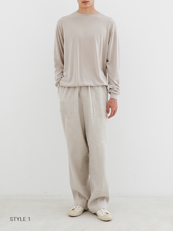 evam eva｜linen cotton wide pants [men's]｜men's