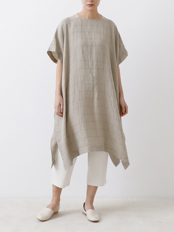 evam eva｜linen stitches poncho｜ladies',tops