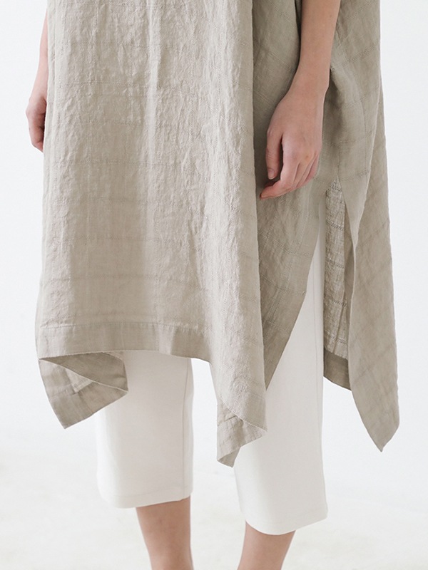 evam eva｜linen stitches poncho｜ladies',tops