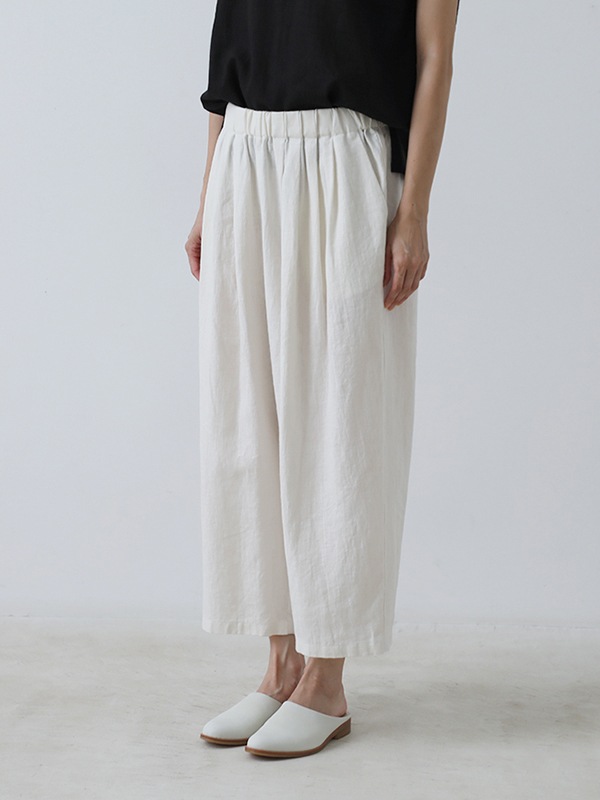 evam eva｜water linen tuck pants｜ladies',bottoms