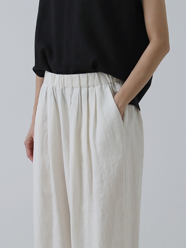 water linen tuck pants