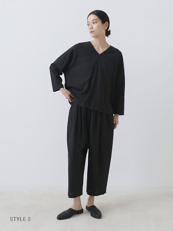 evam eva｜water linen tuck pants｜ladies',bottoms