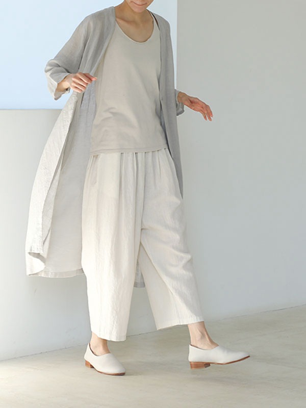 evam eva｜water linen tuck pants｜ladies',bottoms