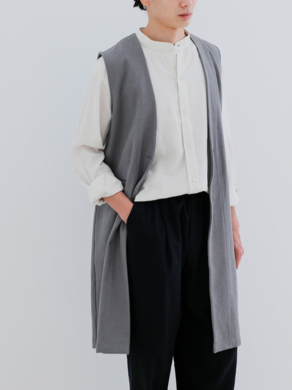 新品タグ付【evam eve】water linen long vest evam eva｜water linen long vest｜ladies'