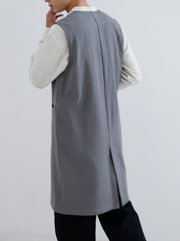 evam eva｜linen cotton long vest｜ladies',outer
