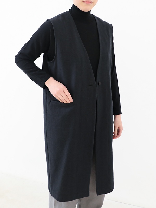 evam eva｜linen cotton long vest｜ladies',outer