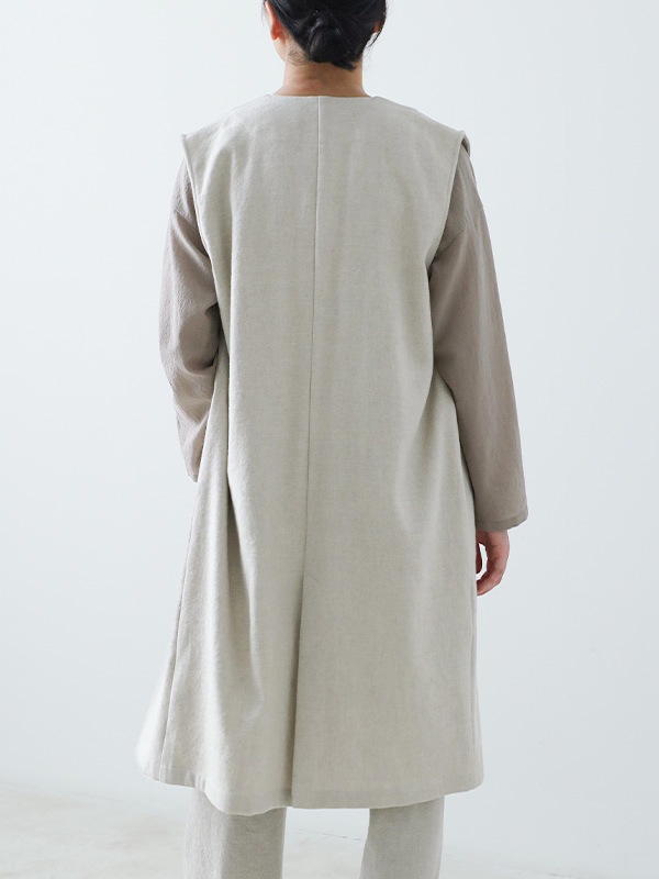 evam eva｜linen cotton long vest｜ladies',outer