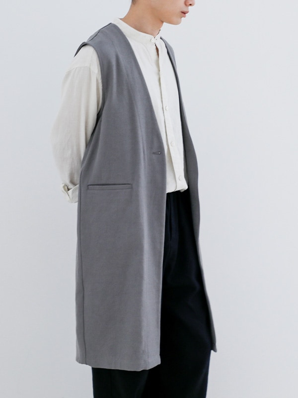 evam eva｜linen cotton long vest｜ladies',outer