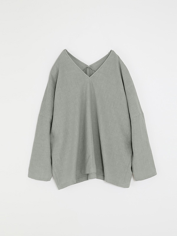 evam eva｜water linen v neck pullover｜ladies',tops