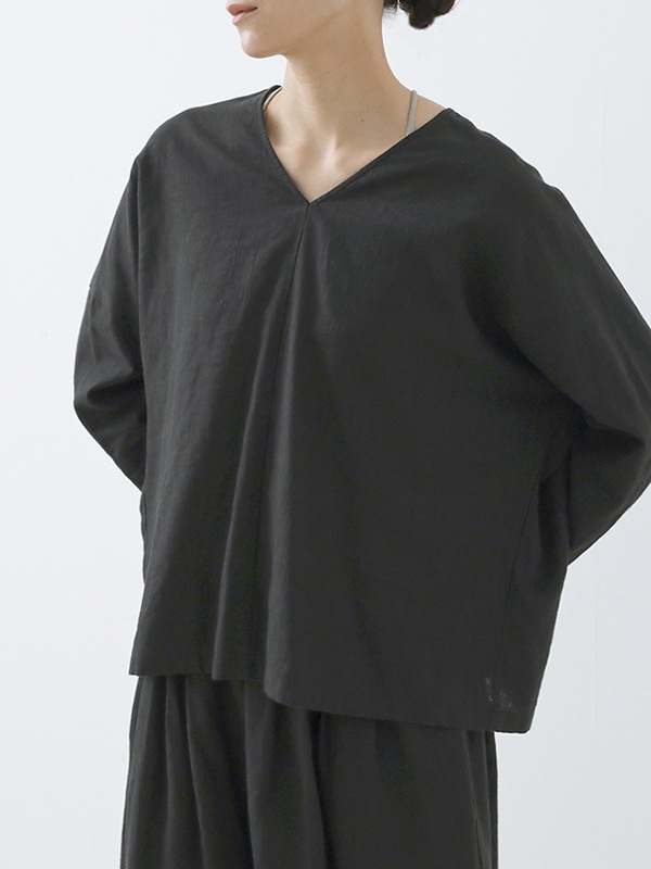 evam eva｜water linen v neck pullover｜ladies',tops