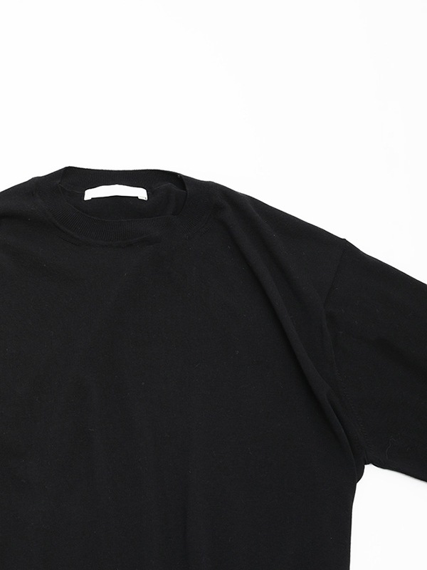“evam eva”コットンニットカシュクールプルオーバー・ブラック evameva (エヴァムエヴァ) linen cache coeur pullover / リネン