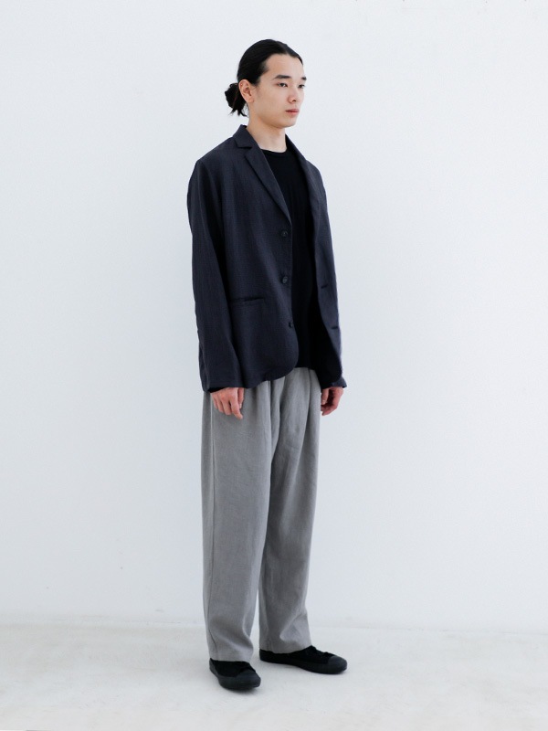 “evam eva”コットンニットカシュクールプルオーバー・ブラック evam eva｜cotton cupro pullover [men's]｜men's